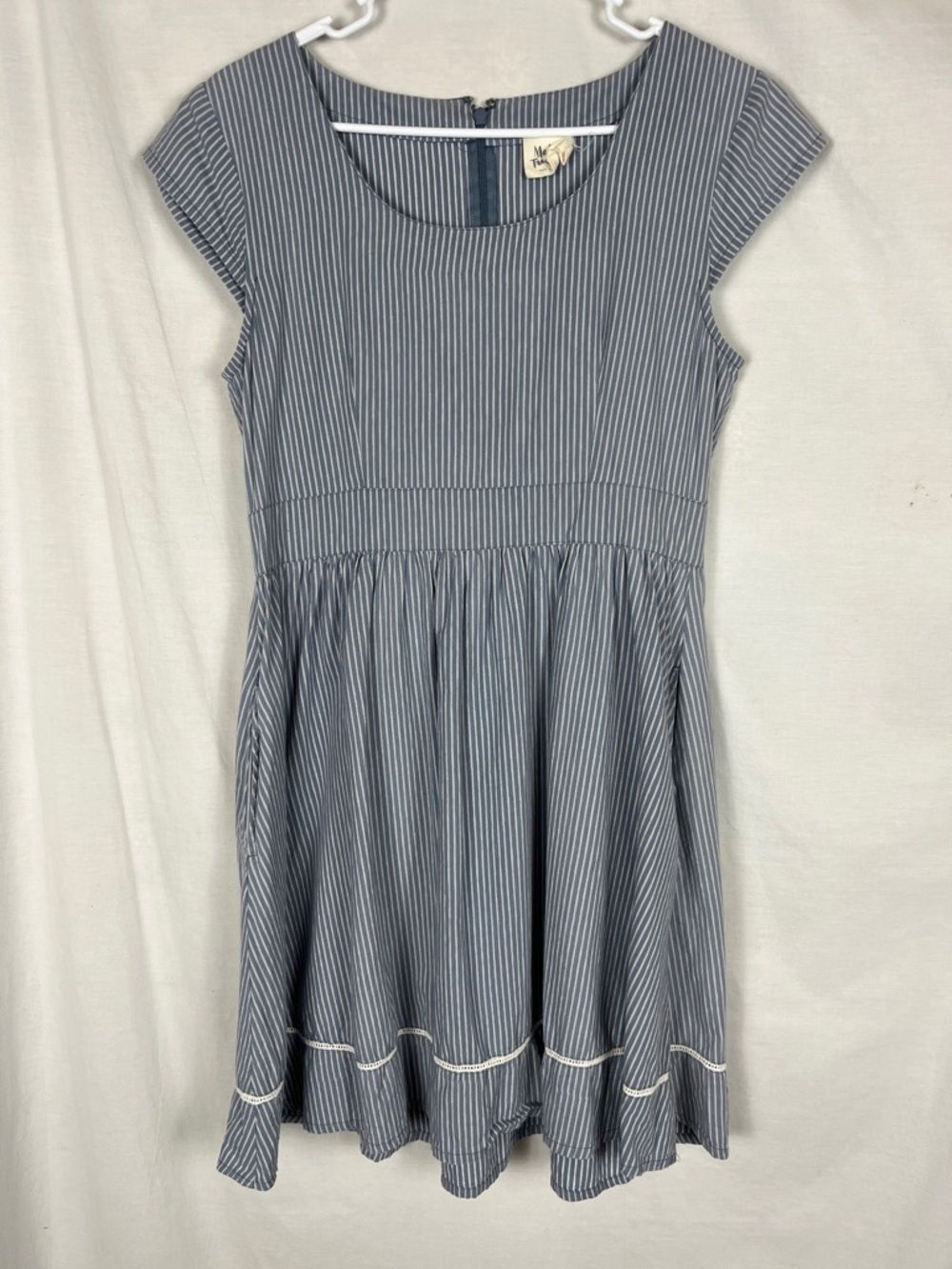 Mata Traders Blue and White Striped Cotton Midi Dress